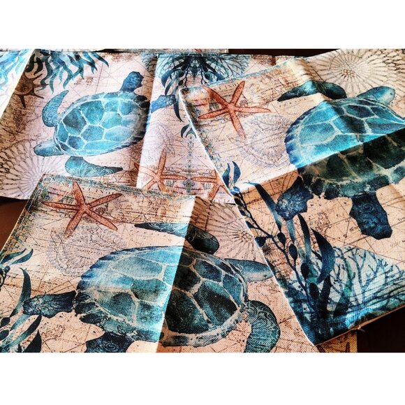 Beach Placemats Sea Turtle Table Decor 8pc Nautical Coastal Dining Decorations - Picture 15 of 16